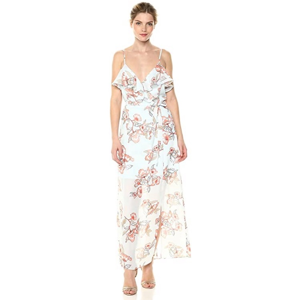 Faux Wrap Floral Maxi Dress